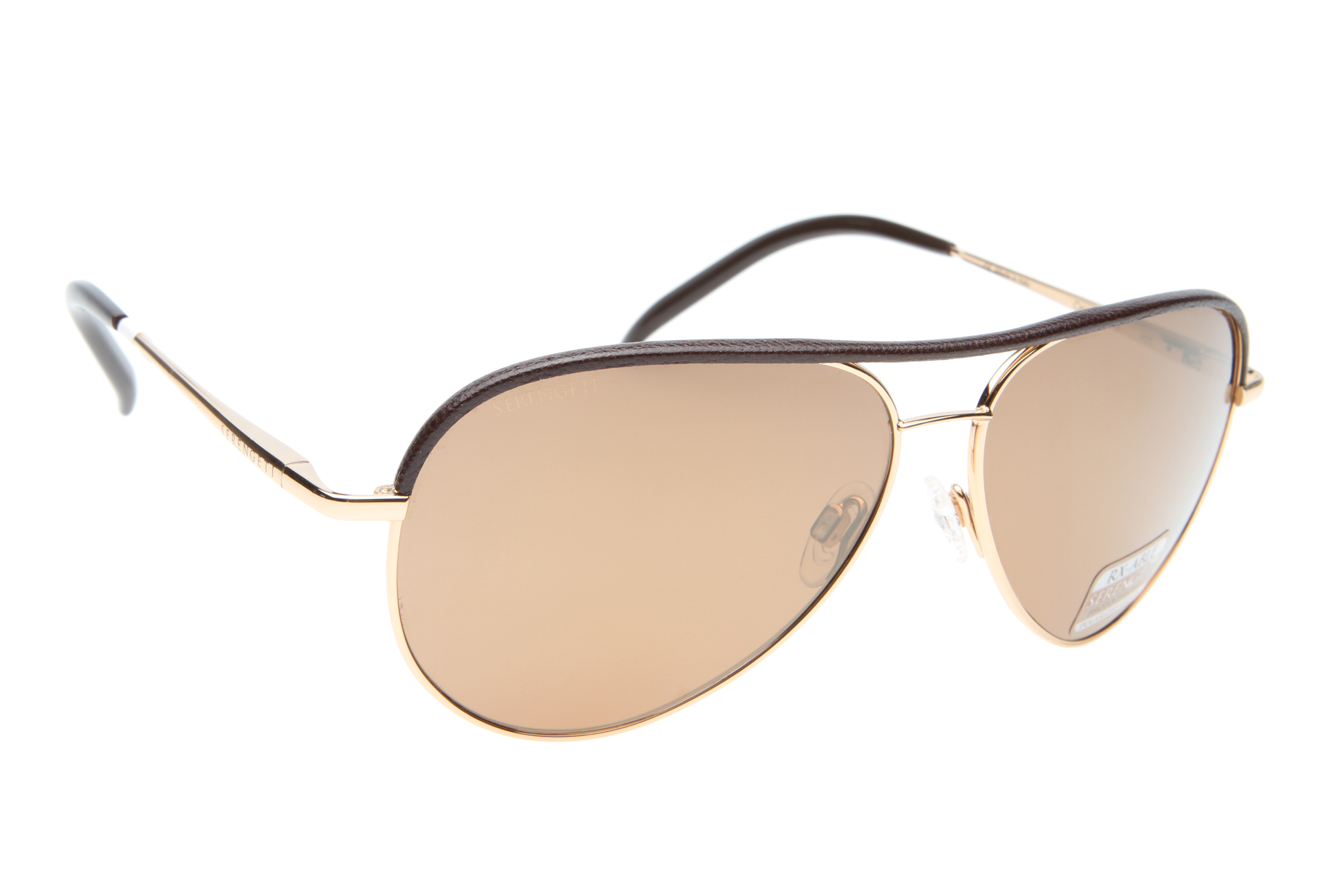 Serengeti Carrara Leather 8549 (Shiny Bold Gold / Dark Brown zonnebril