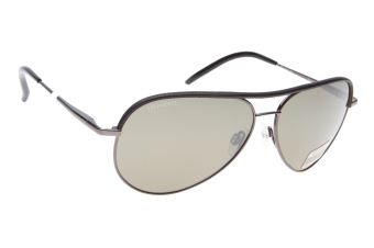 Serengeti Carrara Leather 8548 (Shiny Gunmetal / Black Leather) Gepolariseerd